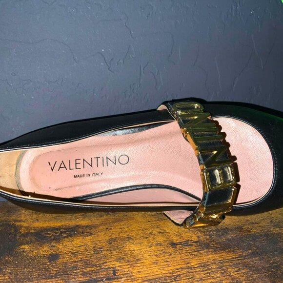 Valentino Designer Flats by Mario Valentino Claudia Logo Strap Flat size 7.5 - Picture 5 of 8